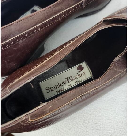 Vintage Stanley Blacker 7.5 Brown Loafer Made In Italy Wingtip Oxford - Picture 8 of 12